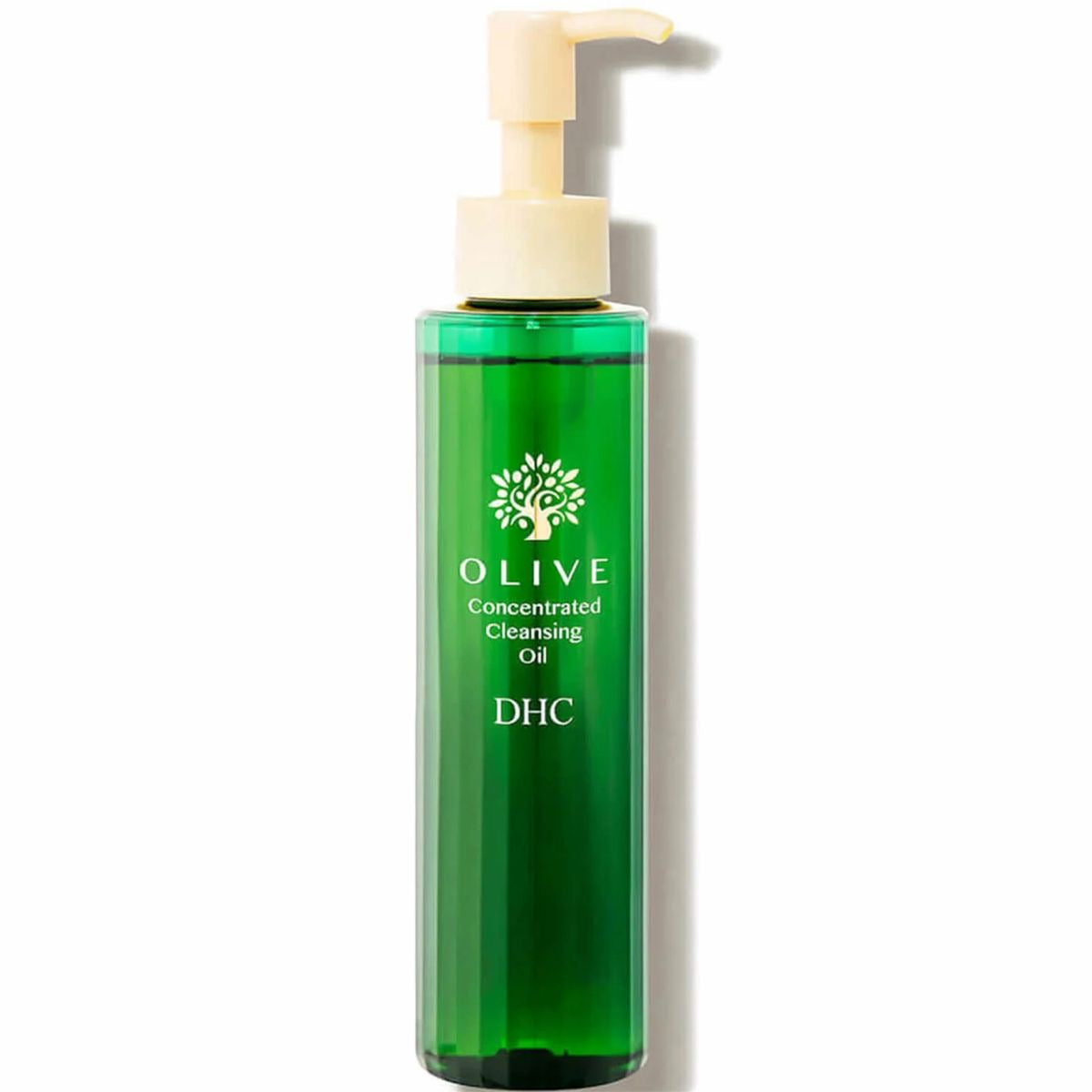150 ML Green bottle of DHC Olive Concentrated Cleansing Oil on a white background