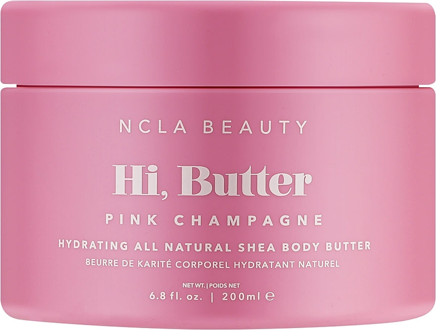 NCLA Beauty Hi, Butter Pink Champagne body butter natural shea body butter on a white background